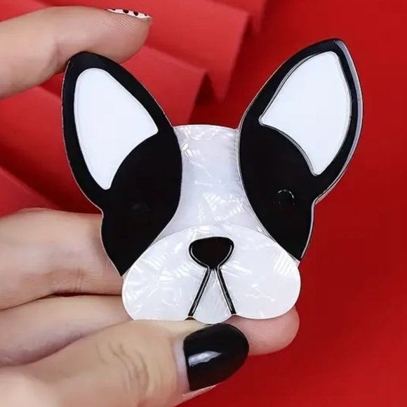 Boston Terrier Dog Brooch Pin Frenchie Purse Bag Charm 3D Cute Puppy GIFT - Picture 3 of 5